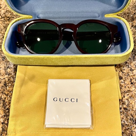 GUCCI EYEWEAR ROUND-FRAME ACETATE SUNGLASSES. - Picture 4 of 5